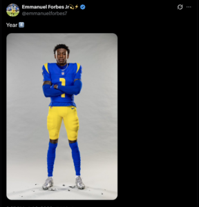 A tweet from Emmanuel Forbes official account highlighting he is heading into his fourth season